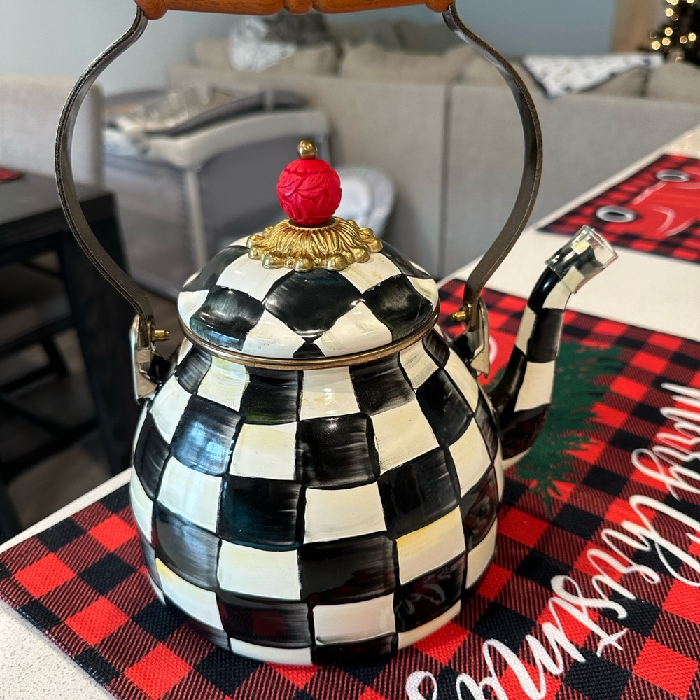 Mackenzie-Childs Checkered Teapot